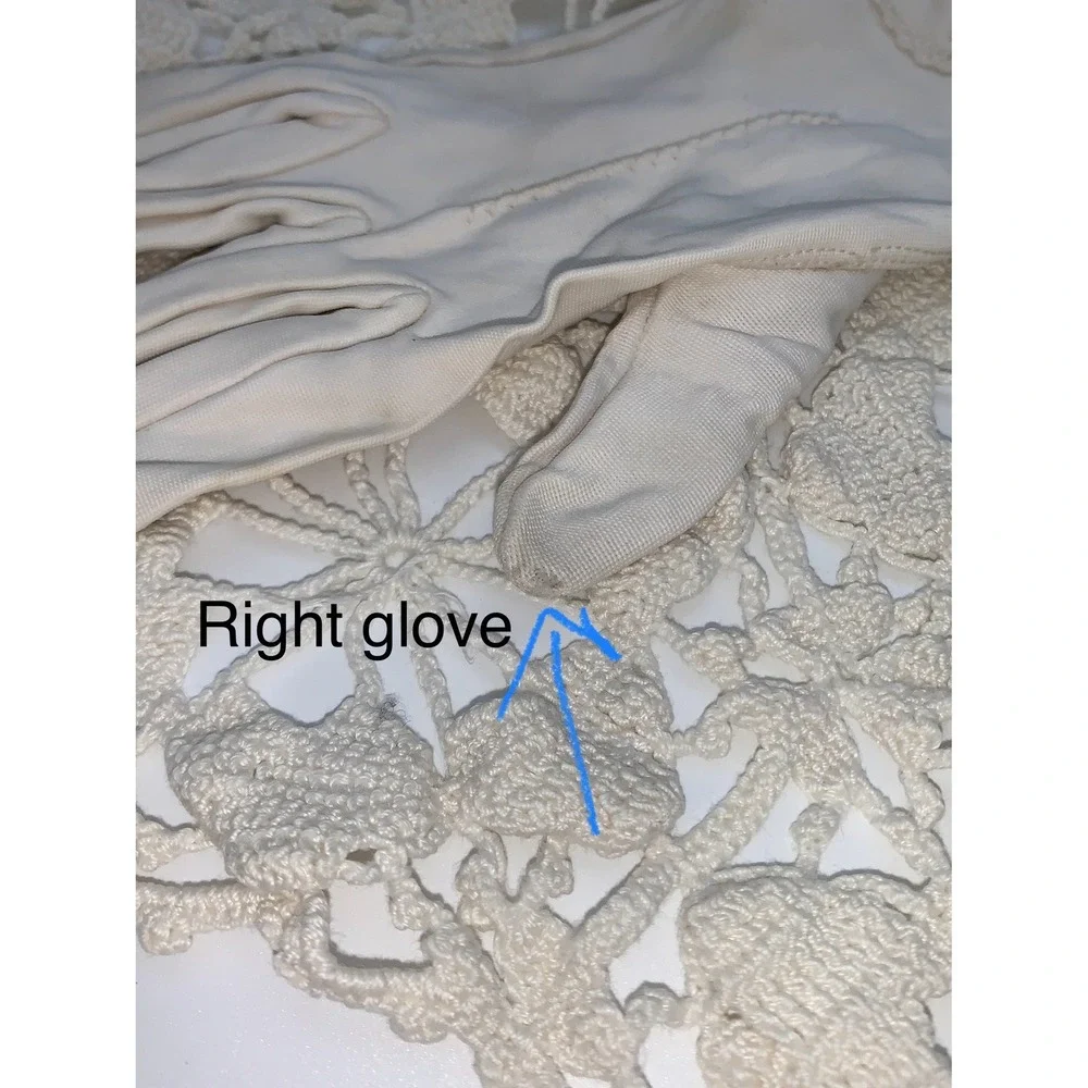 Vintage 1960s Ivory Nylon Tricot Dress Gloves Mid Century‎ Wedding Tea Party